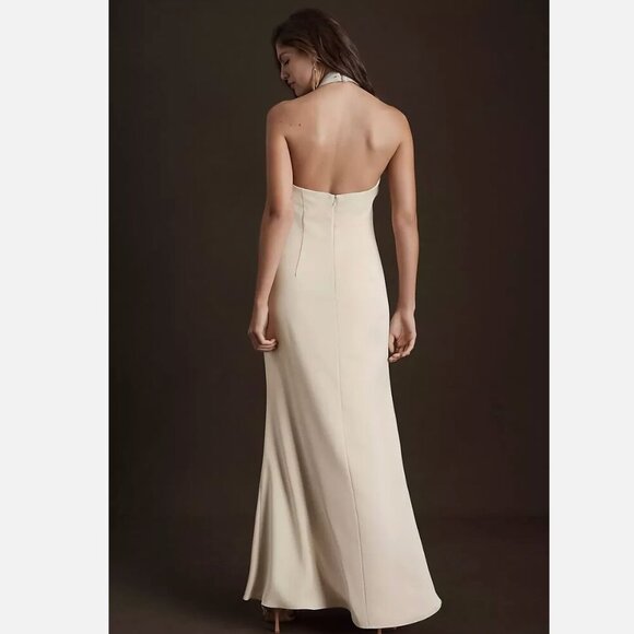 BHLDN Ruby Twist Halter Satin Gown - Picture 2 of 9